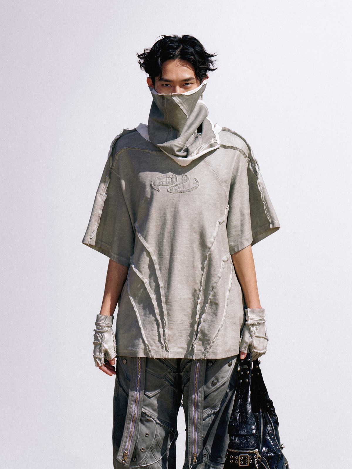 Grey Wash Distressed Tee by PERSONSOUL, view 3