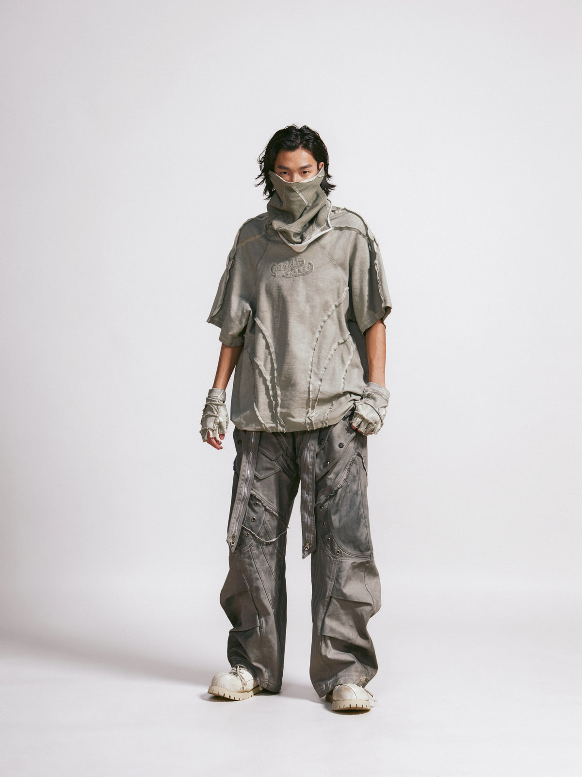 Grey Wash Distressed Tee by PERSONSOUL, view 4