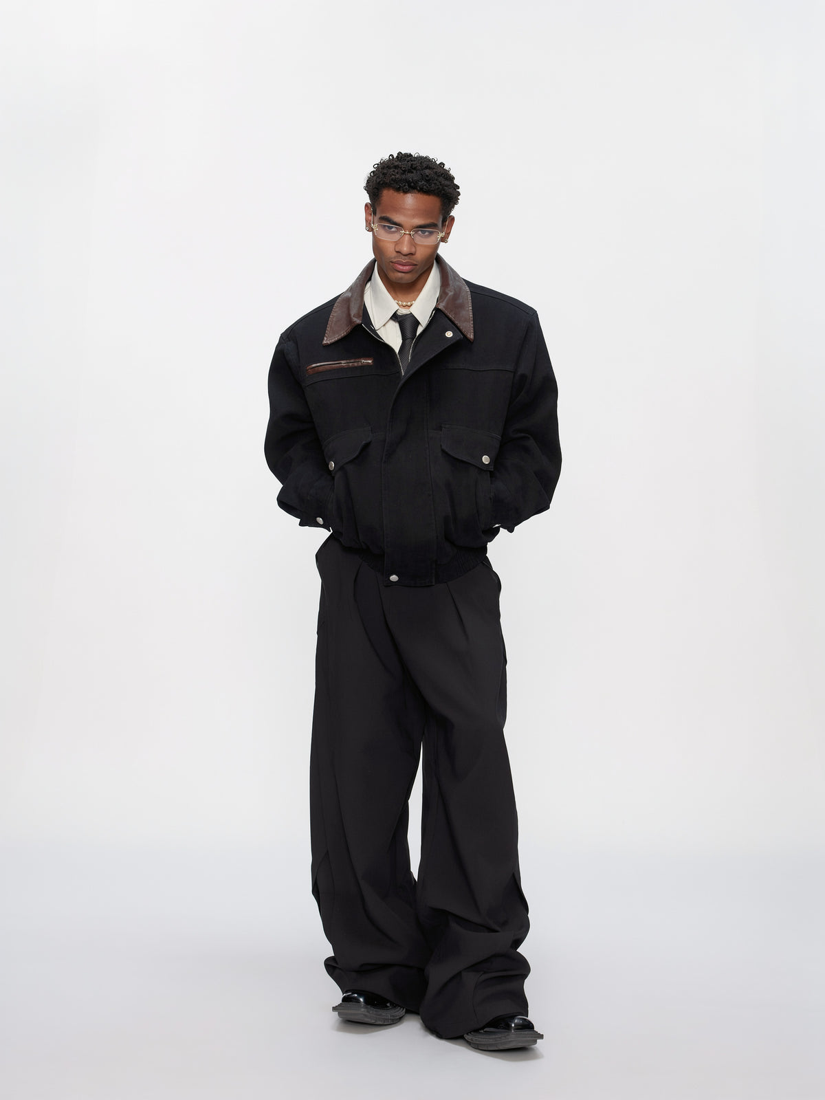 Contrast Lapel Cargo Jacket by ARGUECULTURE, view 4