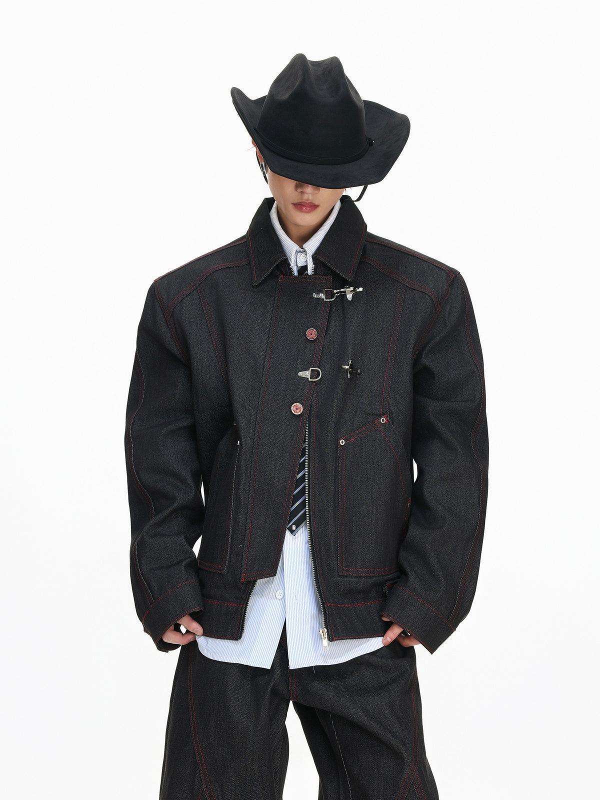 Raw Denim Work Jacket by ARGUECULTURE, view 2