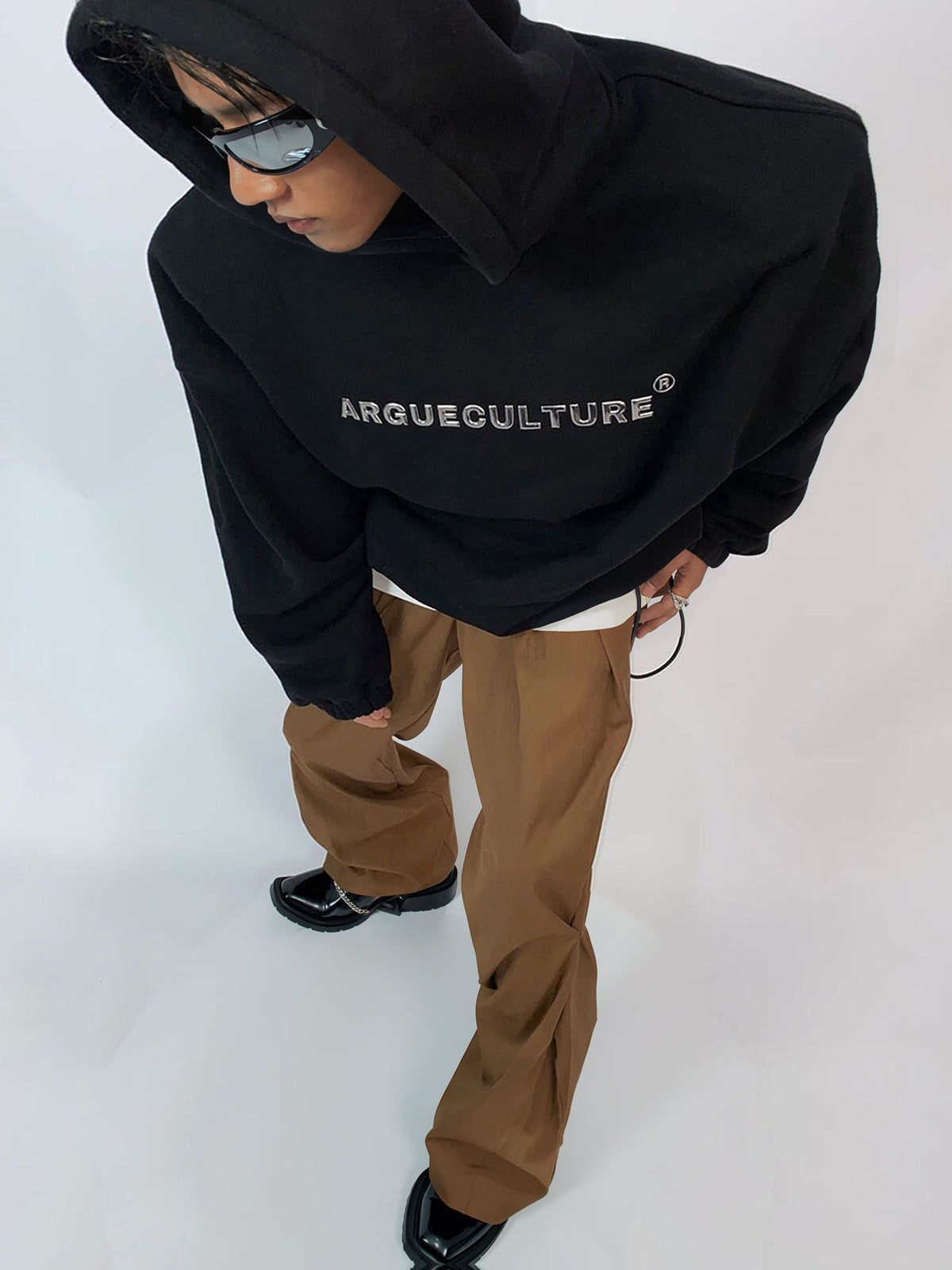 Metallic Print Hoodie by ARGUECULTURE, view 2