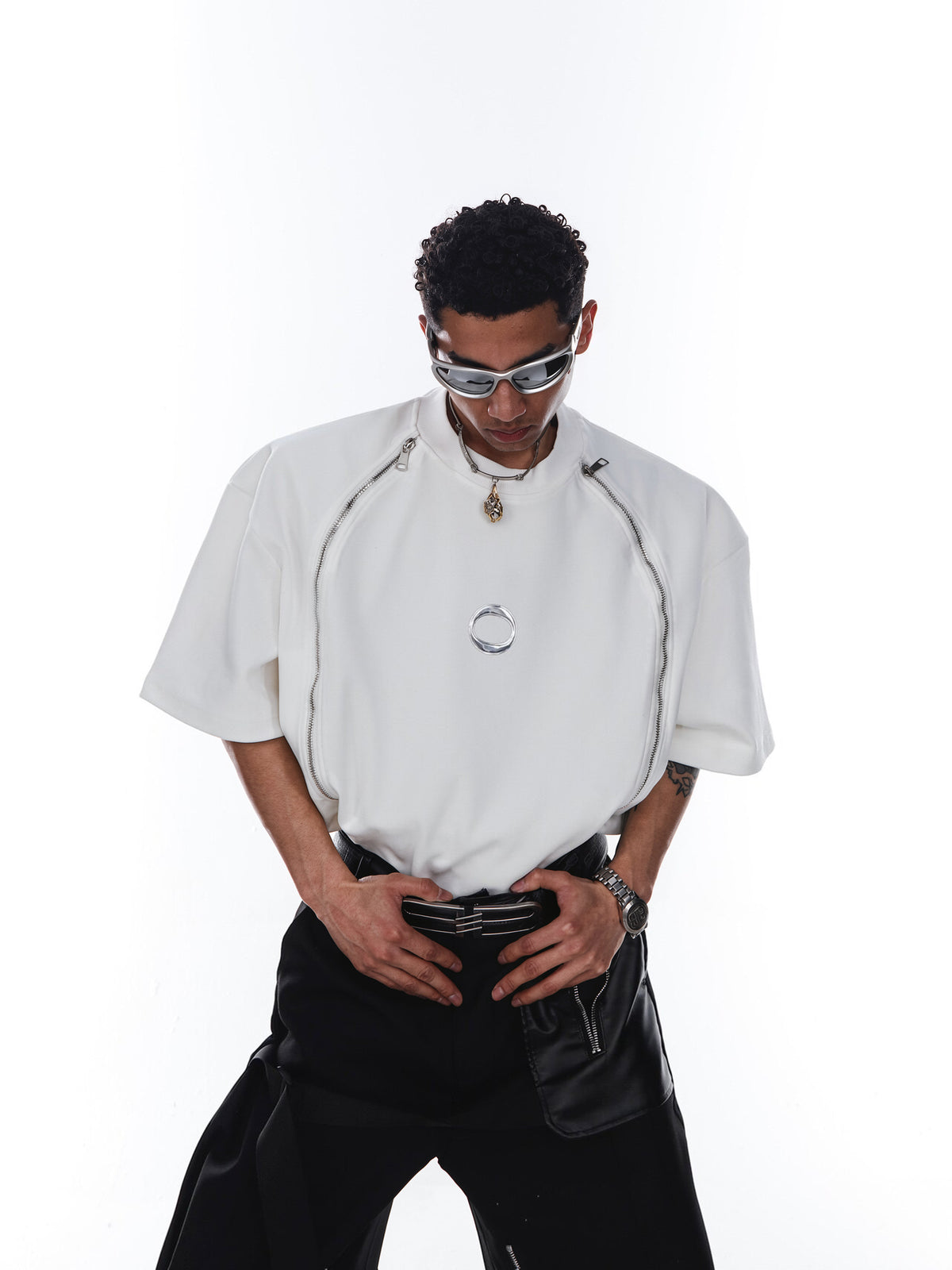 Double Zip Metal Print Tee by ARGUECULTURE
