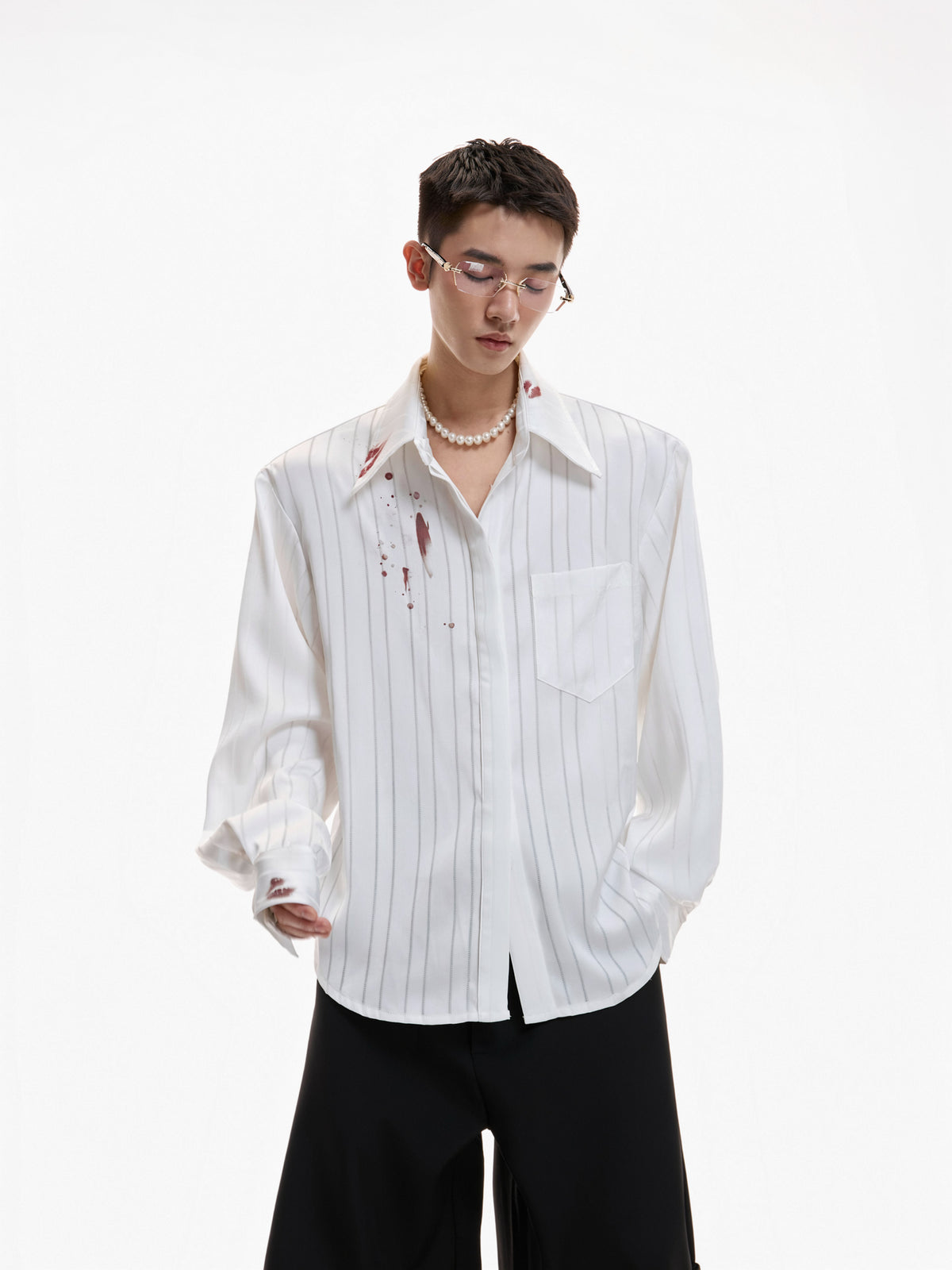 Lipstick Print Satin Shirt by ARGUECULTURE