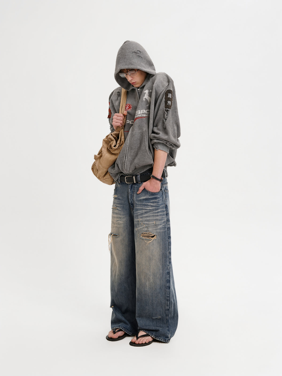 Hooded Knit Cardigan by MASONPRINCE, view 2