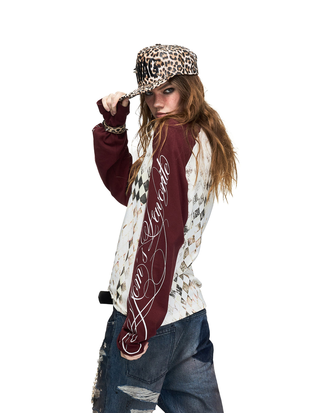 Checkerboard Raglan Long-Sleeve Tee by PEOPLESENSE, view 2