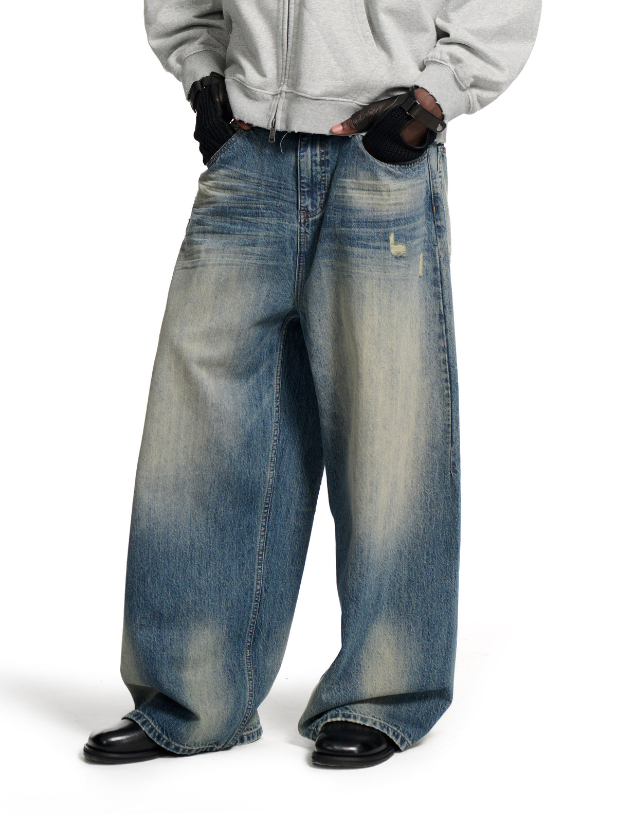 Vintage Wash Wide-Leg Jeans by LOOPSOON, view 2
