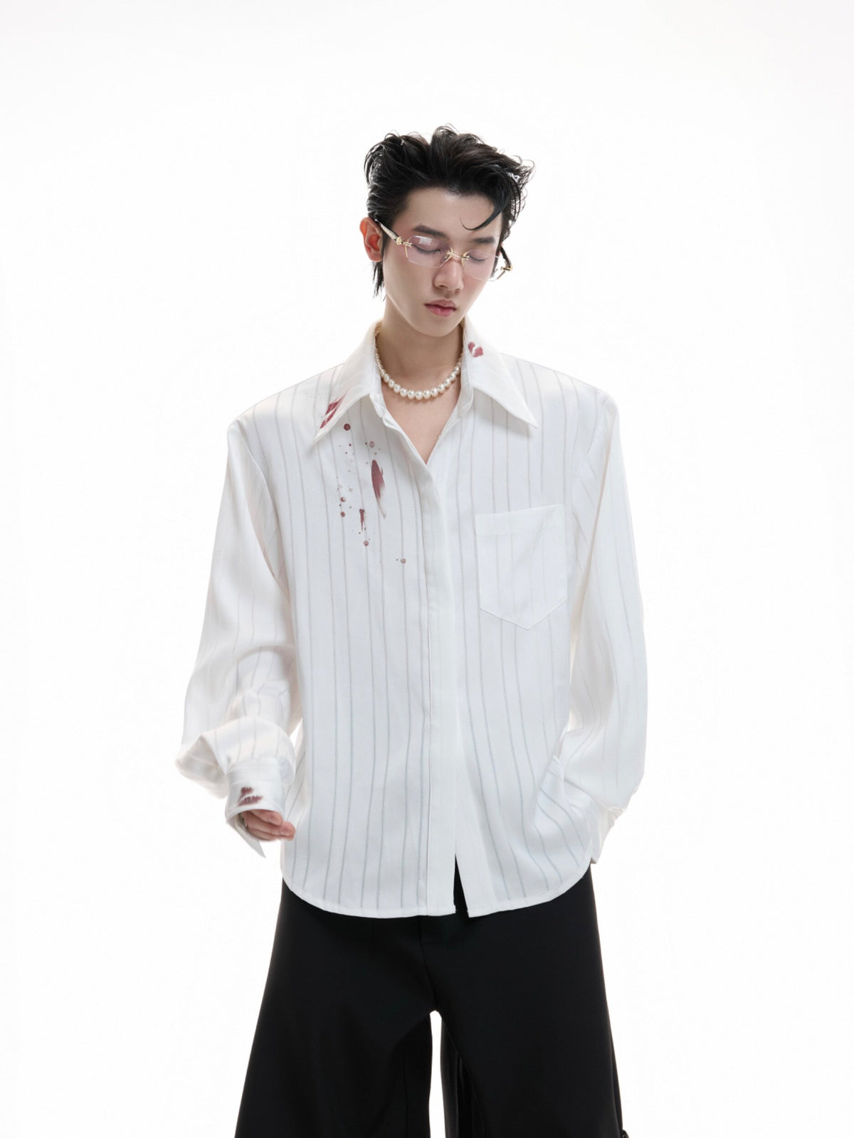 Lipstick Print Satin Shirt