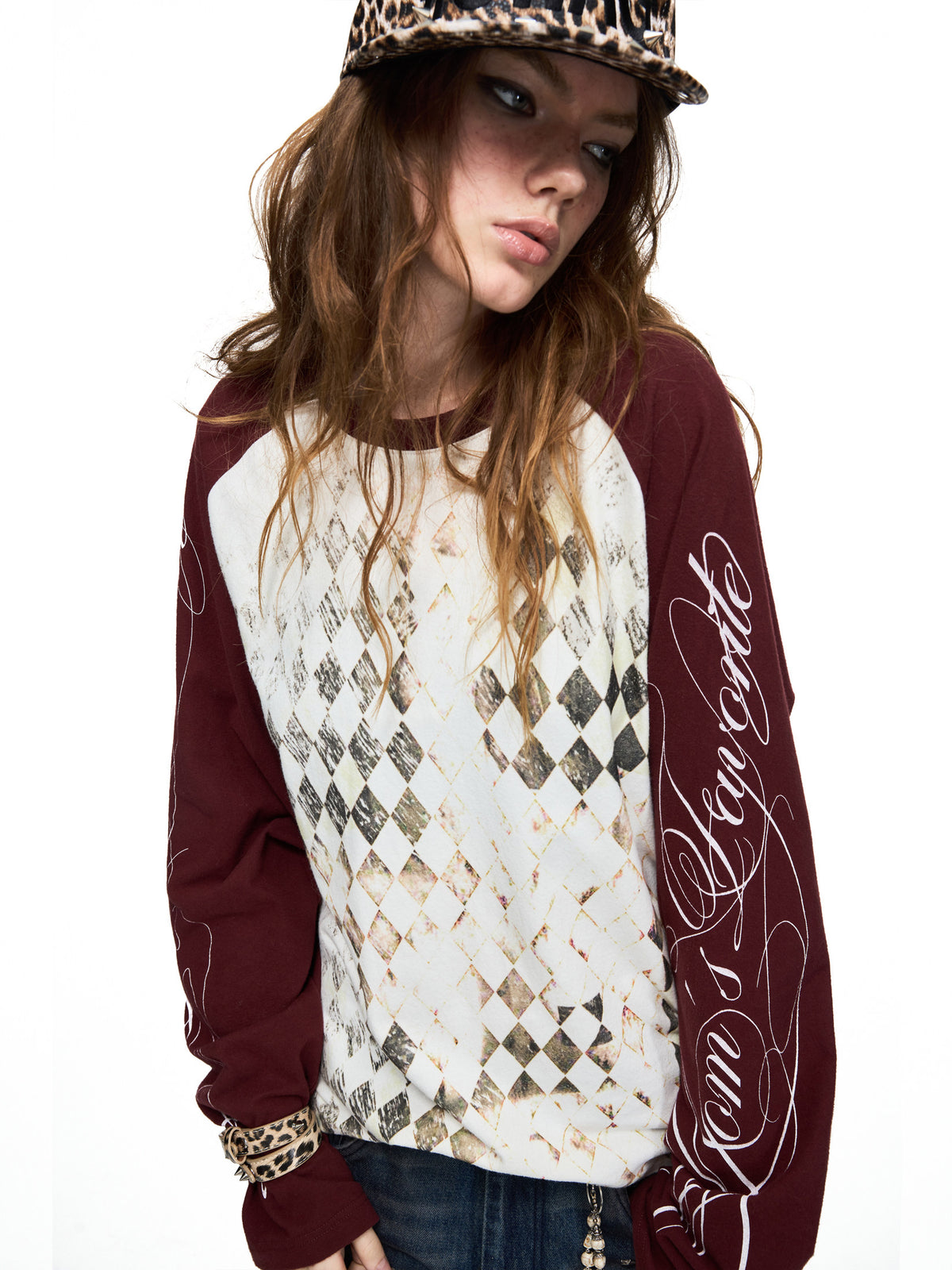 Checkerboard Raglan Long-Sleeve Tee by PEOPLESENSE, view 4