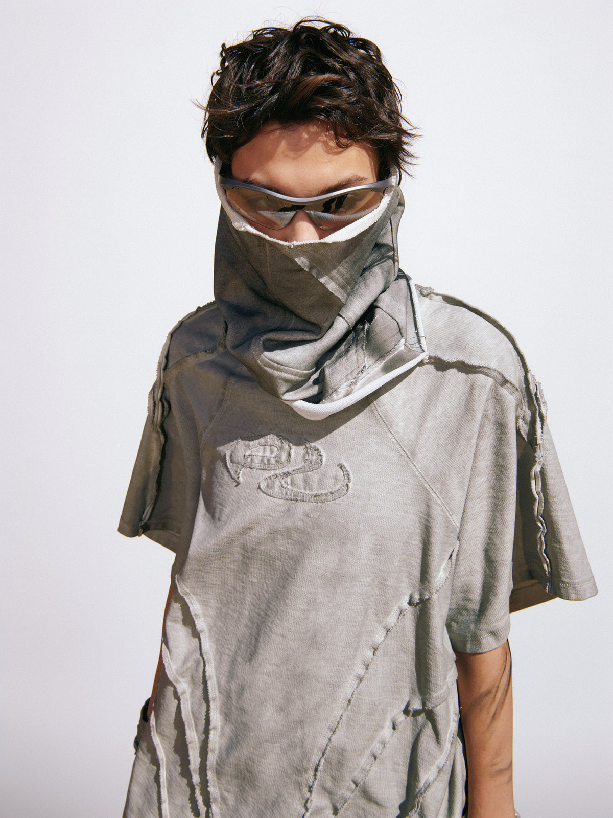 Grey Wash Distressed Tee by PERSONSOUL, view 2
