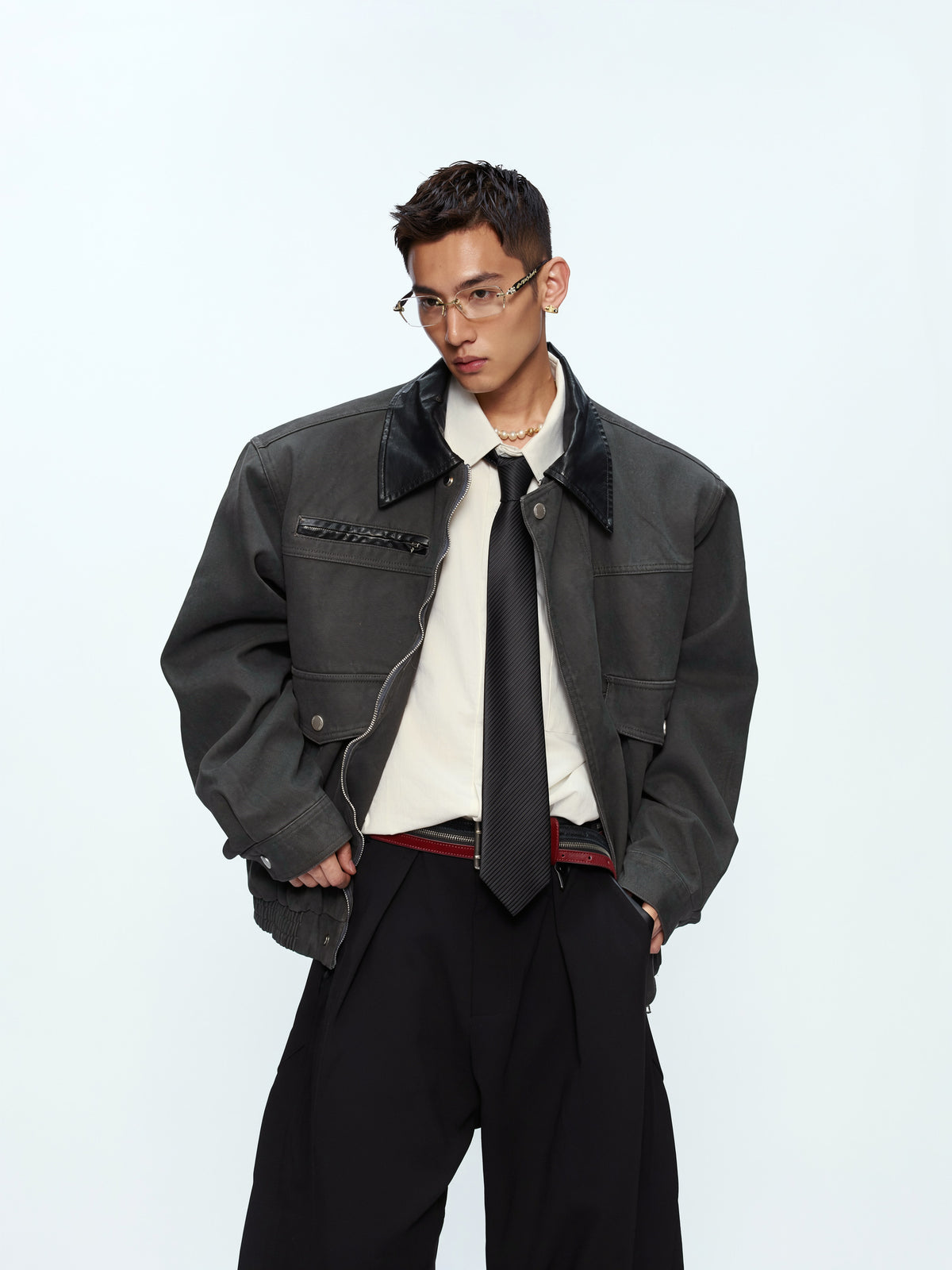 Contrast Lapel Cargo Jacket by ARGUECULTURE, view 2