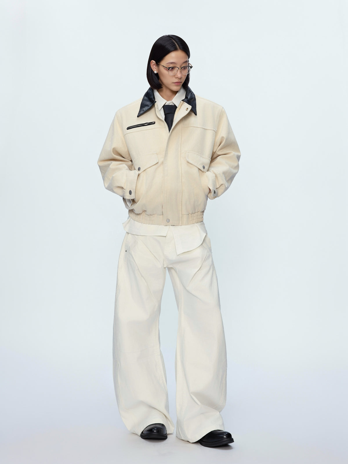 Contrast Lapel Cargo Jacket by ARGUECULTURE, view 3