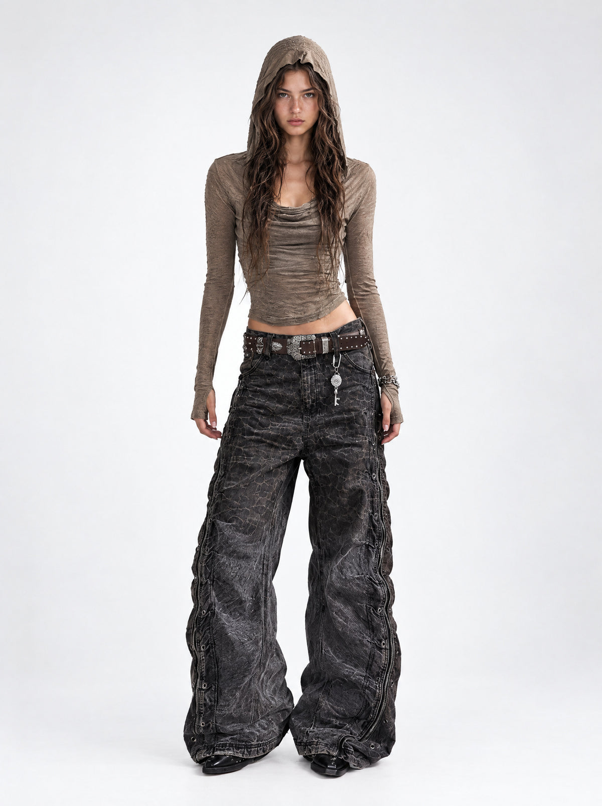 Crocodile Laser-Etched Jeans by PERSONSOUL