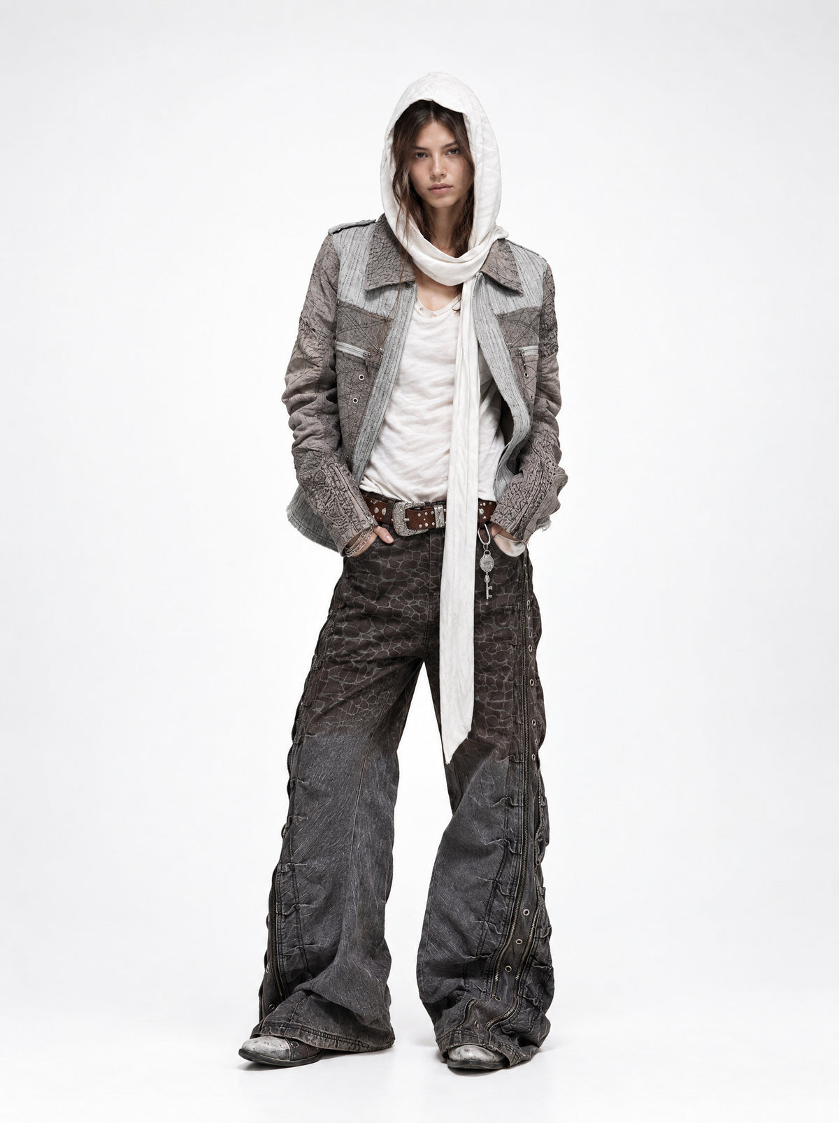 Crocodile Laser-Etched Jeans by PERSONSOUL, view 2
