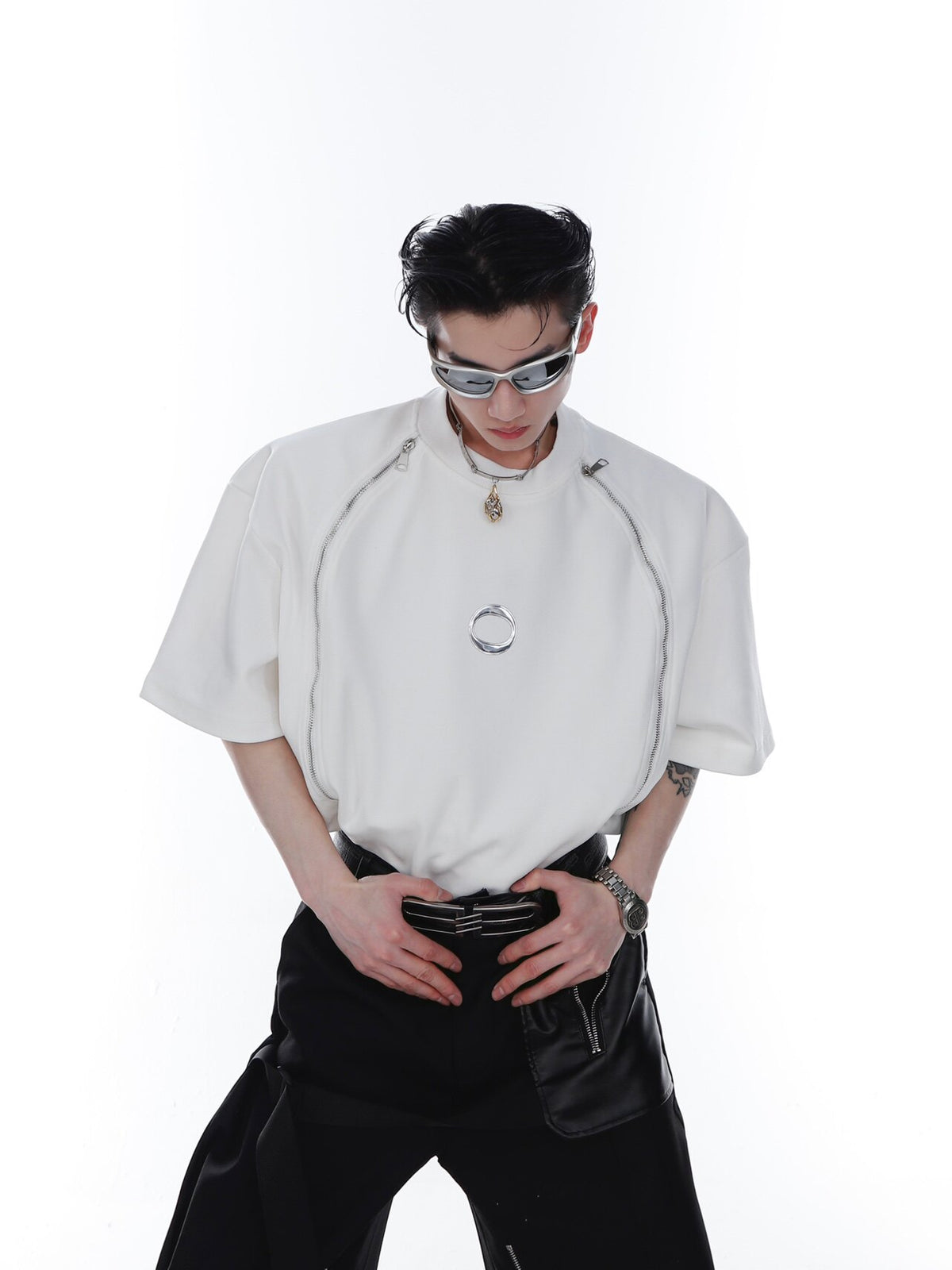 Double Zip Metal Print Tee