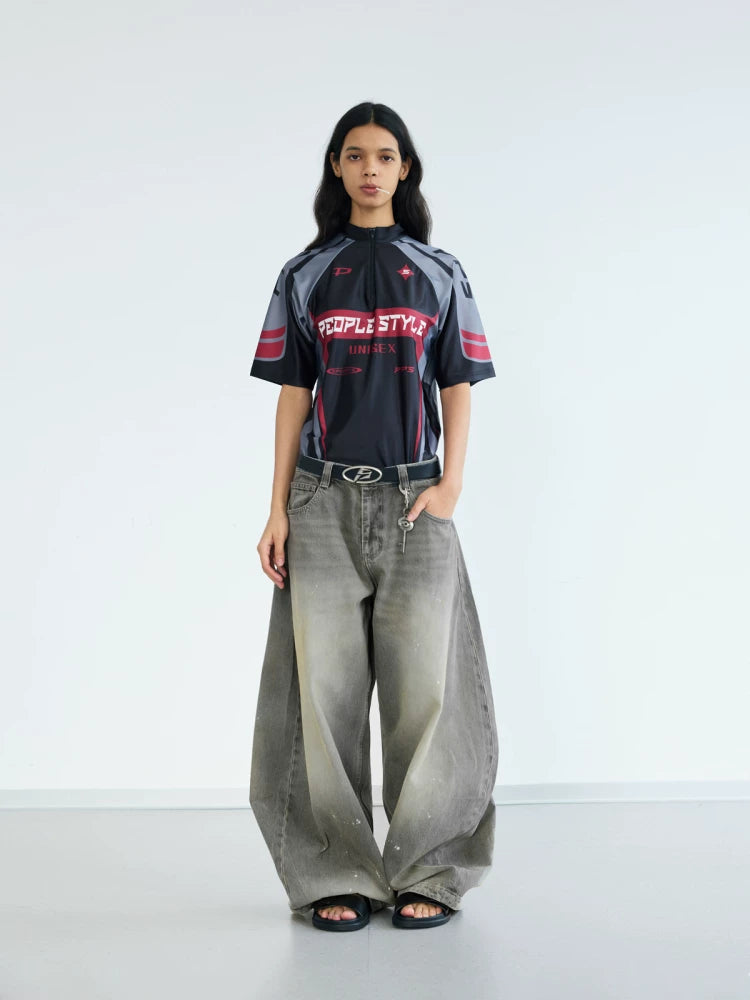 Splash Wash Wide-Leg Jeans by PEOPLESENSE, view 4