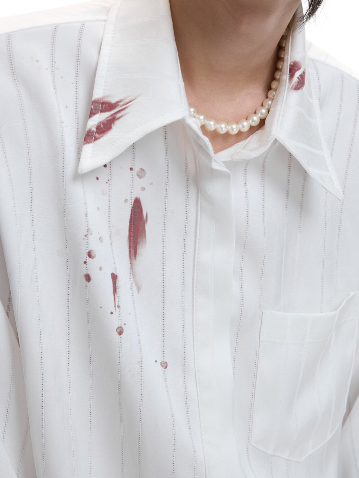 Lipstick Print Satin Shirt
