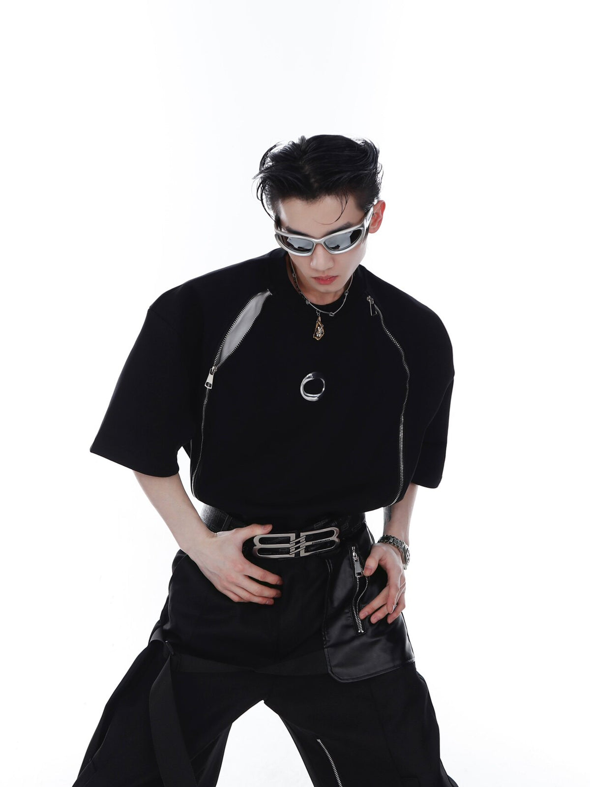 Double Zip Metal Print Tee