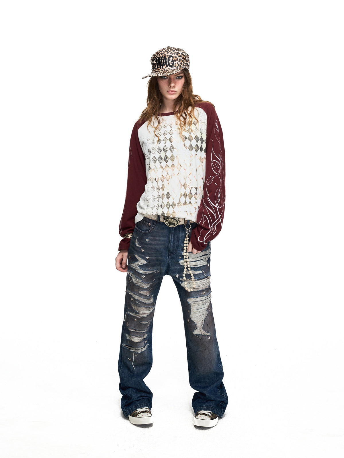 Checkerboard Raglan Long-Sleeve Tee by PEOPLESENSE, view 5