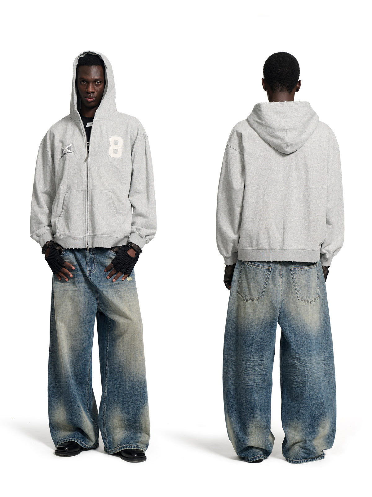 Vintage Wash Wide-Leg Jeans by LOOPSOON, view 3