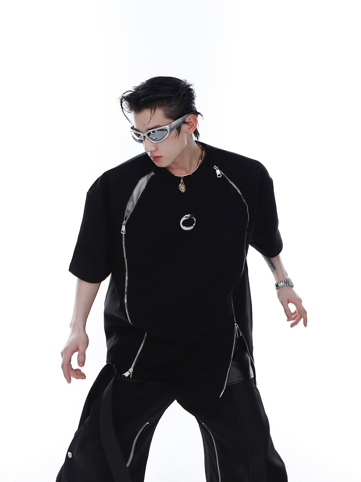 Double Zip Metal Print Tee