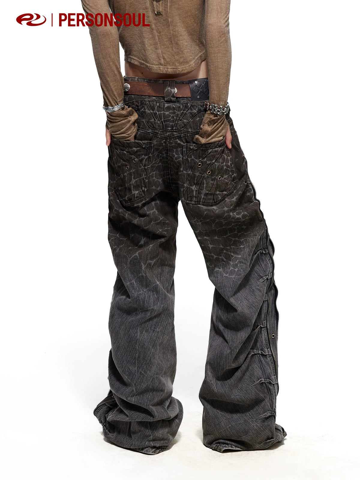 Crocodile Laser-Etched Jeans