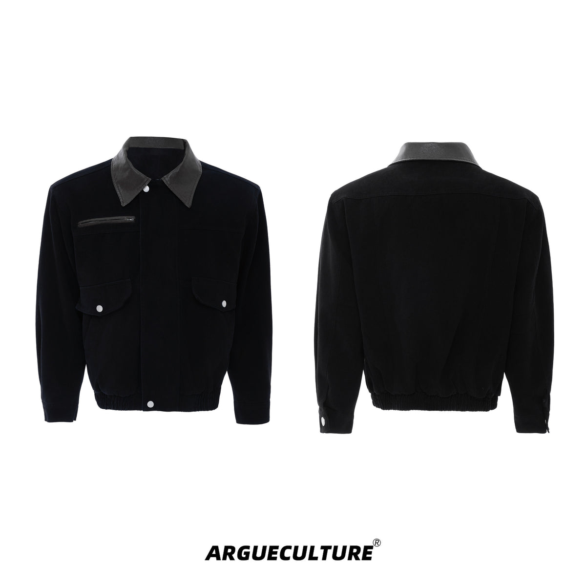 Contrast Lapel Cargo Jacket