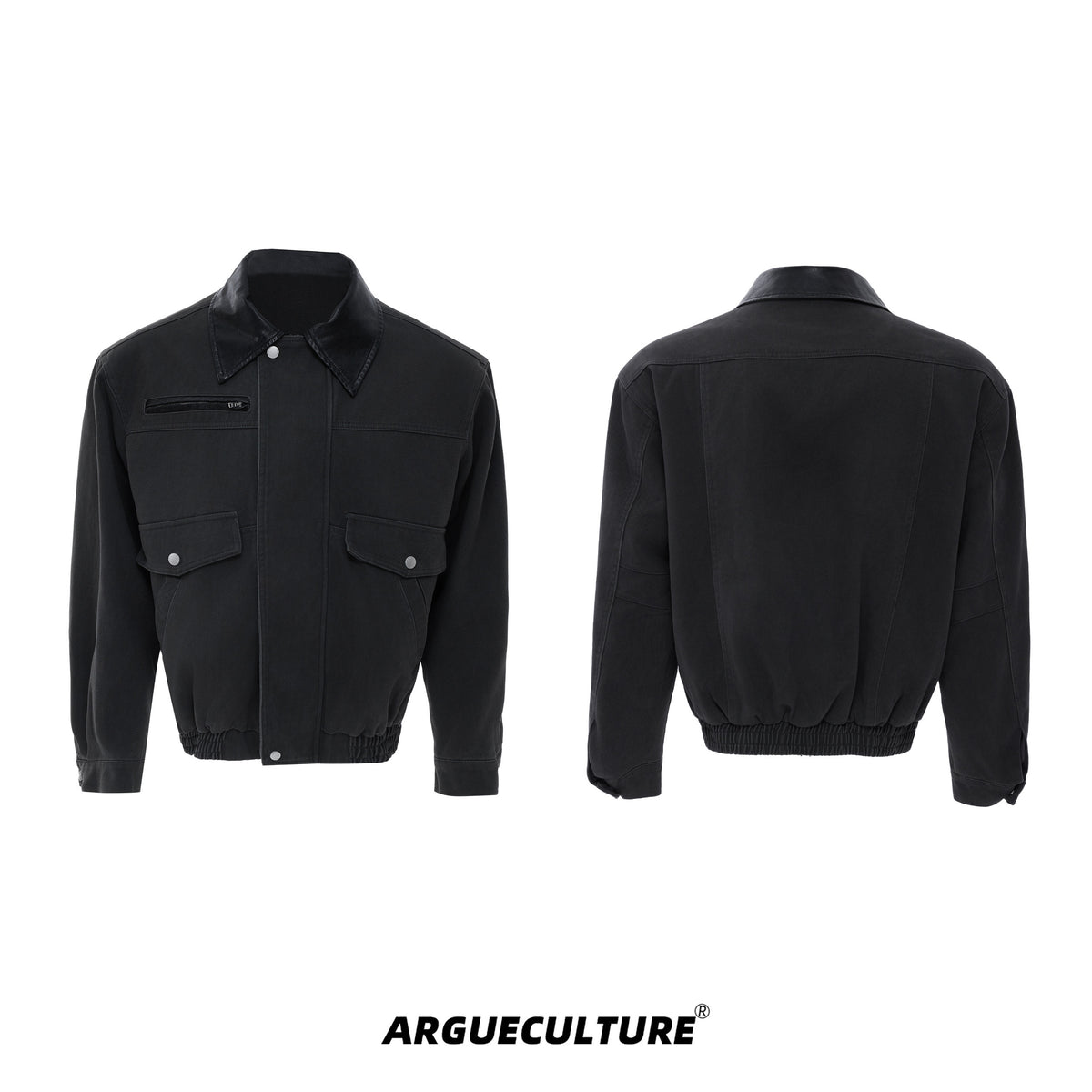 Contrast Lapel Cargo Jacket