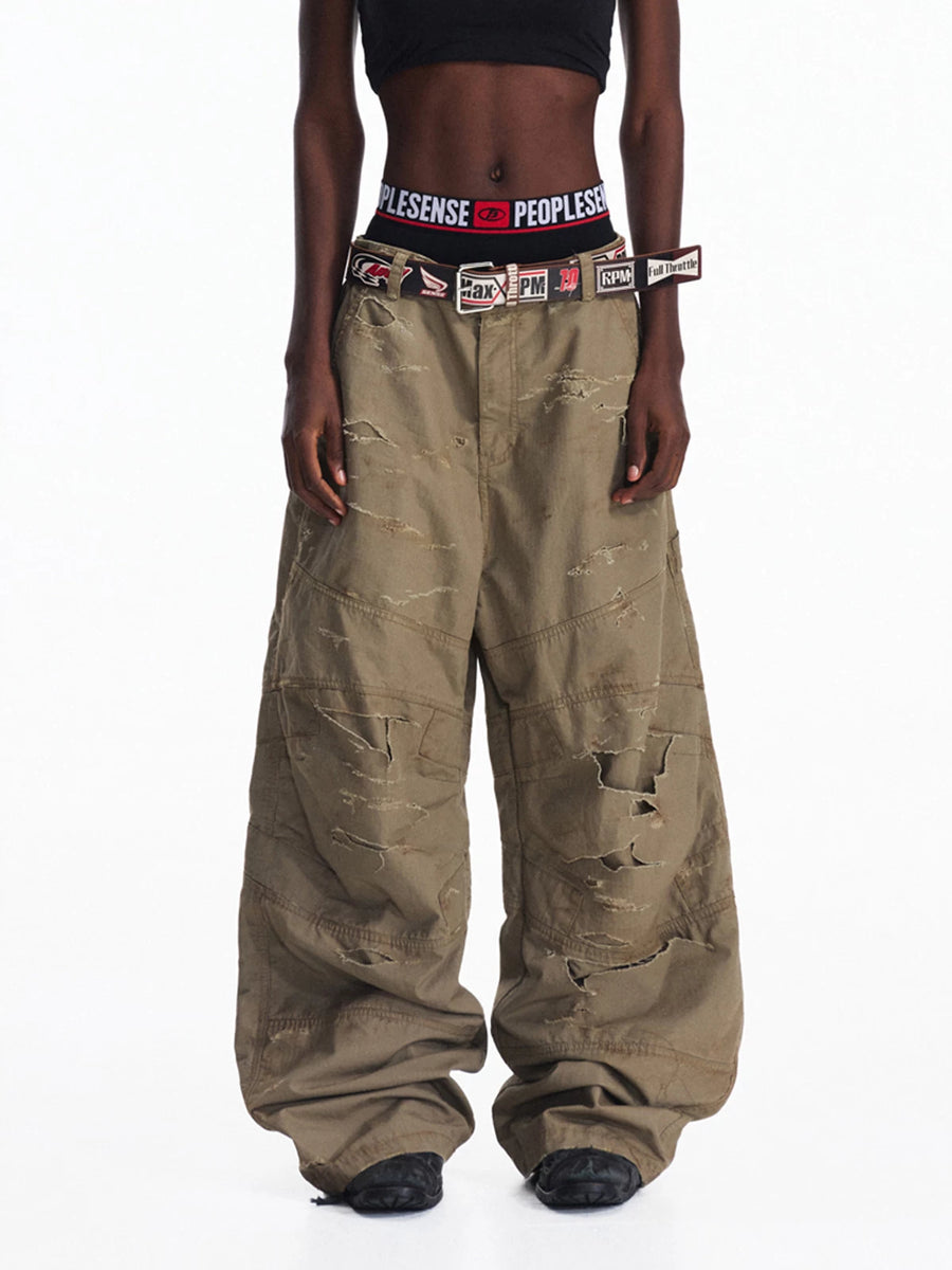 Distressed Racing Cargo Pants