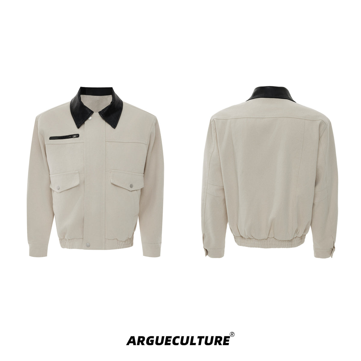 Contrast Lapel Cargo Jacket